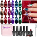 Beetles Fall Cat Eye Gel Nail Polish Set, 6 Colors Glitter Gel Polish Kit - color: 0-0-Brilliant Velvet