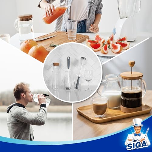 MR.SIGA Long Handle Bottle Brush, Non-Scratch Water Bottle Brush Cleaner - color: Gray