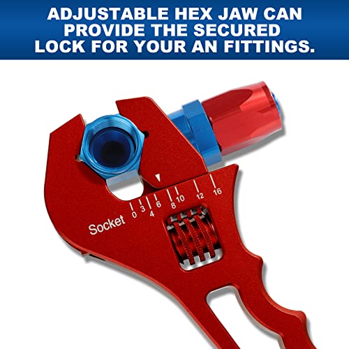 AN Fittings Wrench 3AN-16AN Adjustable AN Wrench Lightweight Aluminum,Compact Size,Red (With Nylon 4" Vise Jaws Pads) - color: Red, size: Small