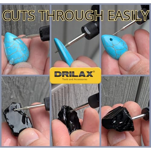 Drilax 30-Piece 1mm Diamond Drill Bits Set – 1/8 Shank Compatible with Dremel Rotary Tools – Precision Diamond Dremel Bits for Jewelry Making, Stone, Glass, Ceramic, Sea Glass, & Gemstones - size: 1mm