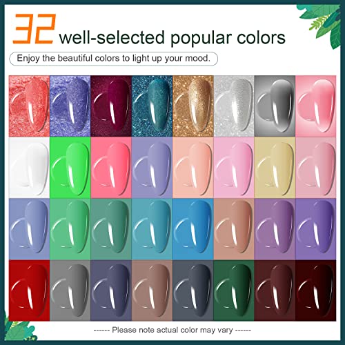 JODSONE 32 Colors Nail Polish Set With U V Light Manicure Nail Tools Nail Art Manicure Salon DIY at Home - color: KIT-02