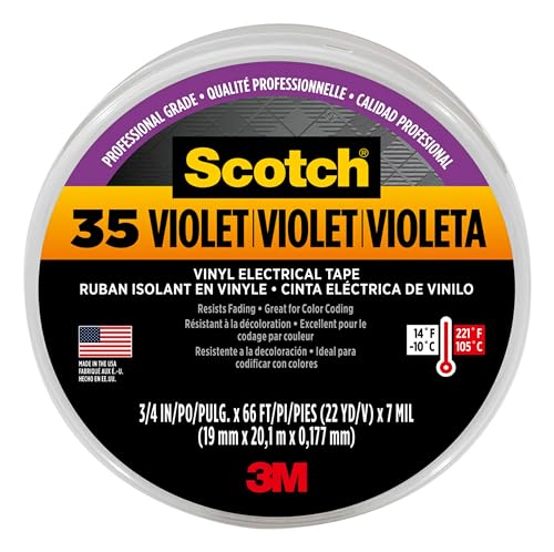 3M Scotch Vinyl Color Coding Electrical Tape 35, 3/4 in x 66 ft, Violet - 11271-BA-5 - size: 3/4 in. x 66 ft.