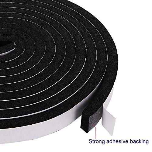Jucoan 49 Feet Weather Stripping Foam Insulation Tape, 1 Inch Wide x 1/2 Inch Thick Self Adhesive Foam Seal Tape, High Density Door Seal Strip Window - size: 1 In x 1/2 In x 49 Ft