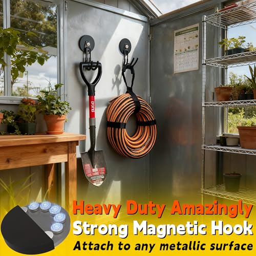 ULIBERMAGNET Upgraded Extra Large Magnetic Hooks,2 Pack Heavy Duty Ultimate Magnetic Hooks for Metal Cabinet,Pegboard,Garage Shelve,Tool Shed,RV,Shipping Containers (Black/3.46inch) - style: Upgraded Black Large J Ultra-Strong Hooks