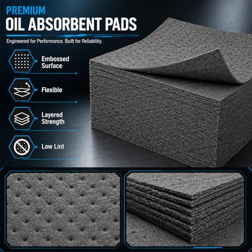 Hoolerry 100 Pcs Oil Absorbent Pad for Spill, 15 x 19.7 Inch, Gray - color: Gray, size: 15 x 19.7 Inch