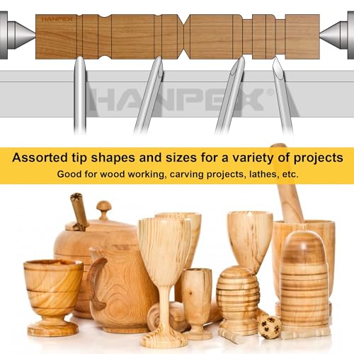 Hanpex 8 Piece Heavy Duty Wood Turning Chisel Set, Lathe Chisel Cutting Tools, (3) Gouge (1) Round Nose (1) Spear Point (2) Skew and (1) Parting Tools for Beginner to Professional