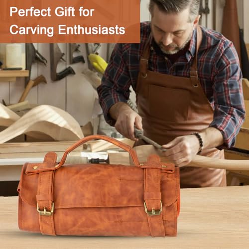 Deluxe Wood Carving Kit, Wood Carving Tools Set, 8Pcs Whittling Knifes & 5Pcs Detail Carving Knives with Large Leather Case & Gloves, Wood Whittling Kit for Beginners and Carpenter Experts