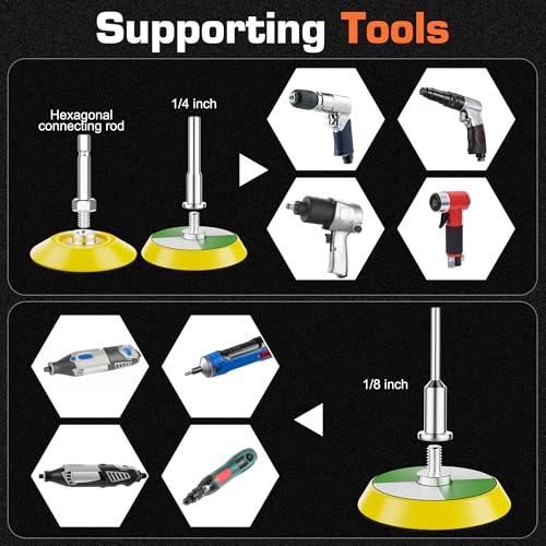 189pcs 2 Inch Sanding Discs Drill Polishing Kit, Sander Attachment for Drill, Sanding Discs Hook and Loop 60 to 7000 Wet Dry Sandpaper with 1/8" 1/4” Shank for Drill Grinder Rotary Tools