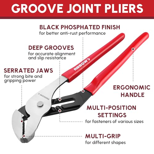 ARROW 2-Piece Groove Joint Pliers Set for Plumbing Repair, Home Maintenance - size: 2PCS (8" & 12")