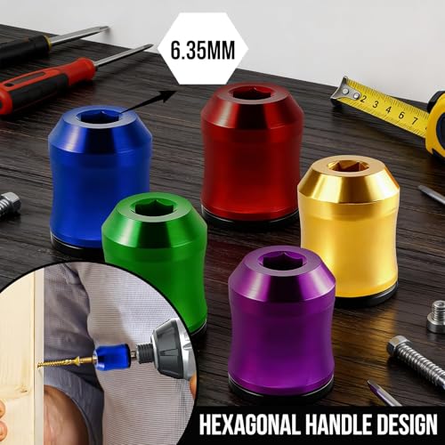 5Pcs Screwdriver Head Magnetic Ring, Universal Bit Holder for Hex Screwdrivers & Power Bits | Screw Ring Set Removable Household Tool for Drills| Alloy Screw Holder for DIY Repair