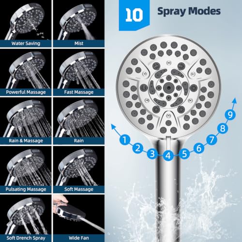Hibbent All Metal High Pressure Shower Head, 12'' Rainfall Shower Head - color: Chrome, style: Round 12''