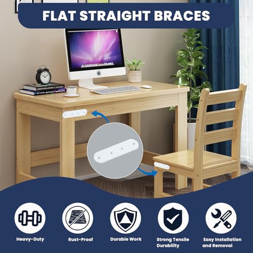 Alise 4 Pcs White Flat Mending Plates for Wood Furniture,125x38mm - color: White Finish, size: 125mmX38mm