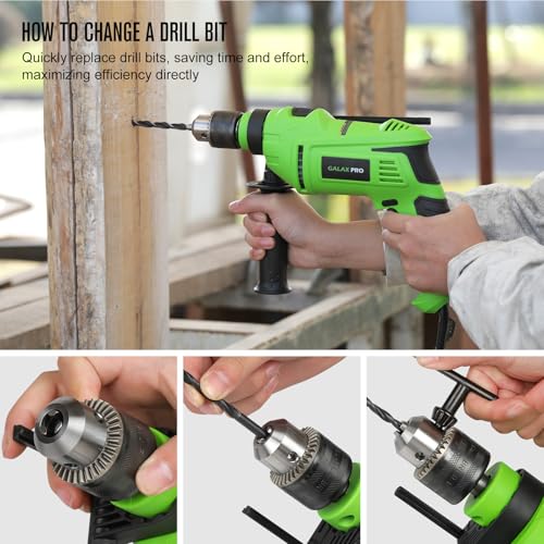 GALAX PRO 7Amp 850W 2-in-1 Hammer Drill, 0-3000 RPM, 13 mm Metal Chuck - style: Hammerdrill with 13pcs Accessories