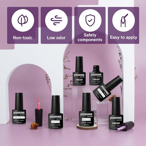JODSONE 36 Pieces Gel Nail Polish Set U V Light Nail Drill Beginner Set Glossy Surface Easy To Apply Matte Texture All-In-One Manicure Kit - color: KIT-12