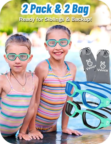 Vvinca Kids Swim Goggles, Swimming Goggles for Kids 3-14 Anti-Fog UV Protection No Leak Pool Glasses for Boys Girls - color: 11- Blue& Black