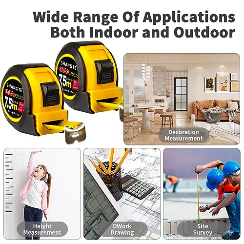 2 Packs Tape Measure 25 ft, Steel Measuring Tape Retractable, 25-Foot Basics Self-Locking Measurement Auto Lock Tape Rule Imperial/Metric Tape Measure for Body Measurements Handicraftsman - color: 2 Pack, size: 25 ft