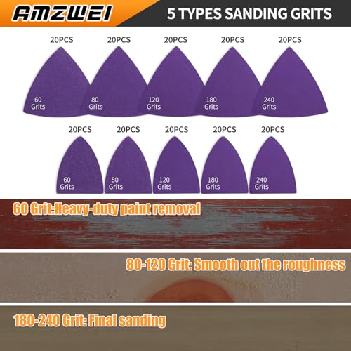 AMZWEI Upgraded 206CS Zirconia Oscillating Tool Sanding Kit - size: 206PCS