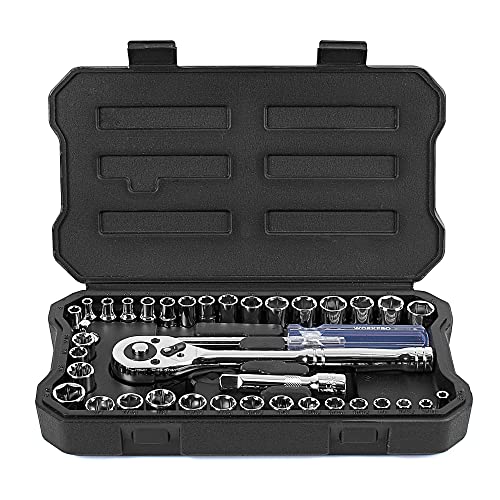 WORKPRO 39-Piece Drive CR-V Socket Set(1/4" & 3/8") - color: Silver