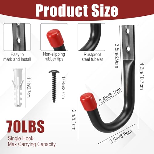 24 Pcs Heavy Duty Garage Hooks 3.5" Iron Utility Hook for Garage Wall Mount