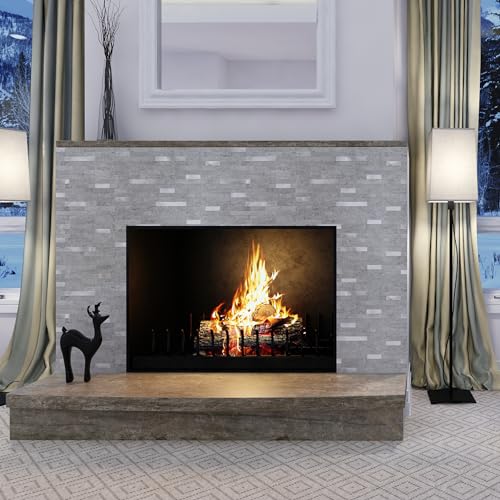 StyloVue 20 Sheets Peel and Stick Backsplash for Kitchen, Slate Gray with Metal Silver Look Stick on Tile Upgrade Your Kitchen Backsplash, RV, Fireplace - color: Slate Gray With Metal Silver