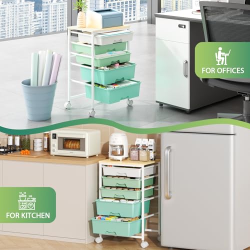Goovilla Rolling Cart with 5 Drawers for Craft, Art, Dorm, Office, Green - size: Green