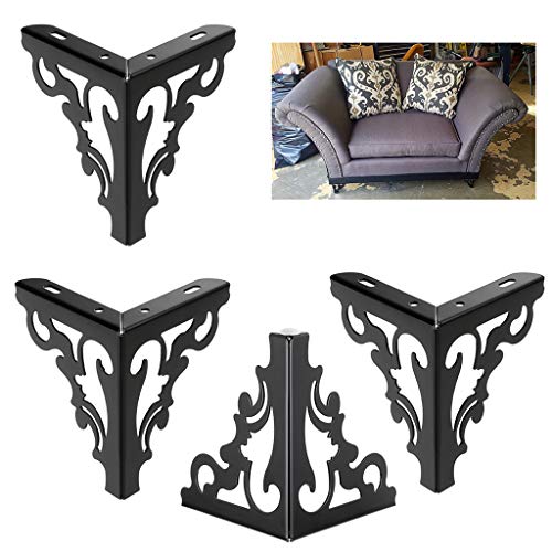 OwnMy 4PCS Metal Furniture Legs Feet, Modern Sofa Cabinet Legs for Repairs - color: Black