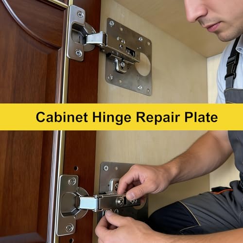 8 PCS Cabinet Hinge Repair Plate - Stainless Steel Cabinet Hinge Repair Replacement Kit,Hinges Repair Fixing Plates with Screw for Kitchen Cupboard Door Locker Cabinet Door