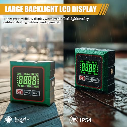 Digital Angle Finder with Laser, 4 Side Magnetic Inclinometer
