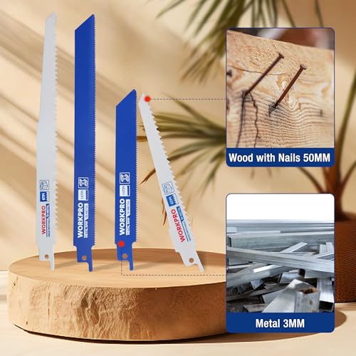WORKPRO 10-Piece Reciprocating Saw Blade Set, 6" & 9", 6TPI & 14TPI
