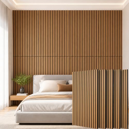 5 Pcs Wood Slatwall Panels Large Acoustic Panels for Wall 47.2 x 23.6 x 0.4 Inch Soundproof Sound Dampening Wood Veneer Sound Absorbing Wall Panel for Bedroom Home Studio Office (Teak) - color: Teak