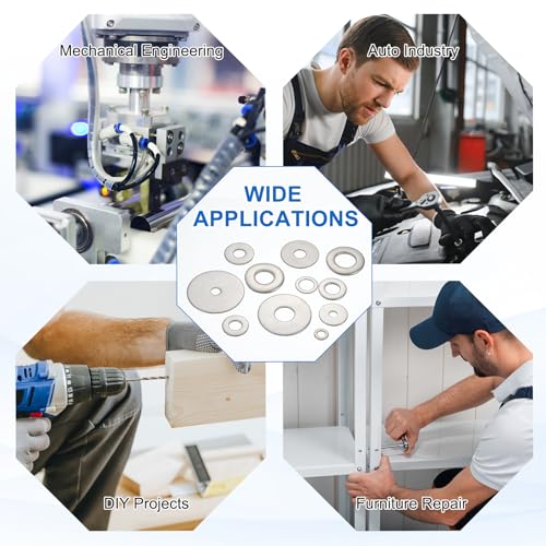MECCANIXITY 5 Pcs M6 Stainless Steel Flat Washers Round Assortment Parts Spacers Assorted for Screws, Bolts, Plumbing, Automotive, Electrical 6.5mm ID 28mm OD 2mm Thick - size: M6, 6.5mm ID 28mm OD 2mm Thick