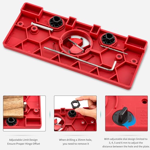 35mm Hinge Hole Jig Drill Guide Set, Woodworking Puncher Hinge Drilling Tool Set，Suitable for Face Frame Cabinet Cupboard Door Hinges Installation
