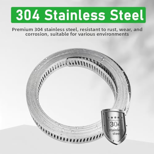 65.5FT/20m Stainless Steel Hose Clamps Assortment Kit with 20pcs Fasteners - size: 65.5ft