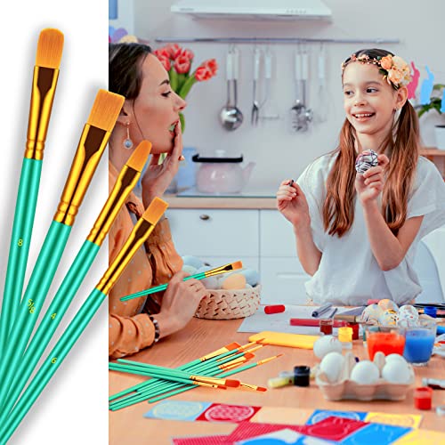 Artstorys Paint Brushes Set, 30 Pcs Acrylic Oil Watercolor Painting Brushes - color: Green,nickel