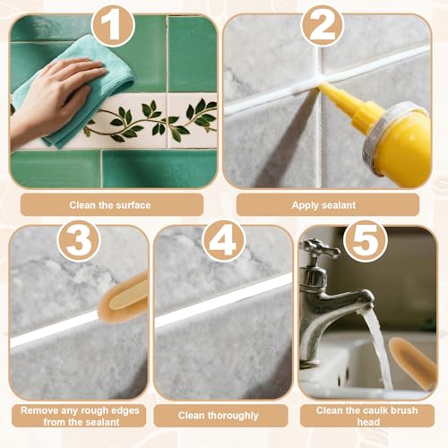 8pcs Rubber Caulking Tool Set, Reusable Silicone Caulk Finishing Spatulas Remover Sealant Smoothing Grout Sealer Spreader Finger Applicator for Kitchen Bathroom Tiles Window Floor Sink (4 Sizes)