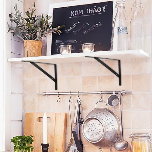 8 Pcs Heavy Duty Shelf Brackets, Floating Metal Shelf Brackets, Metal Wall Mount L Shaped Shelves Support Angle Brackets for Heavy Duty Floating Shelves Shelf Brackets (9.84 x6.29 inch) - size: 9.84 x 6.29 inch Black