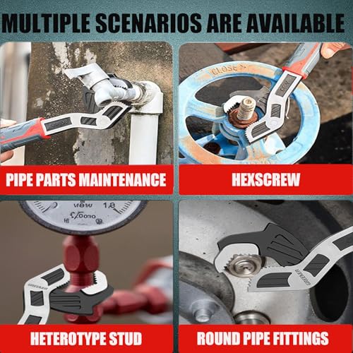 2Pcs Set of Self-locking Adjustable Wrenches, 6in and 10in Multifunctional Wrenches with an Opening Range of 7-15mm and 15-35mm, Self-adjusting Size, Suitable for Car, Bicycle, and Plumbing Repairs