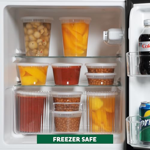 Freshware Food Storage Containers [50 Set] 34 oz Plastic Deli Containers with Lids, Slime, Soup, Meal Prep Containers, BPA Free, Stackable, Leakproof, Microwave, Dishwasher and Freezer Safe - color: Clear, size: 34 oz - 50 Set