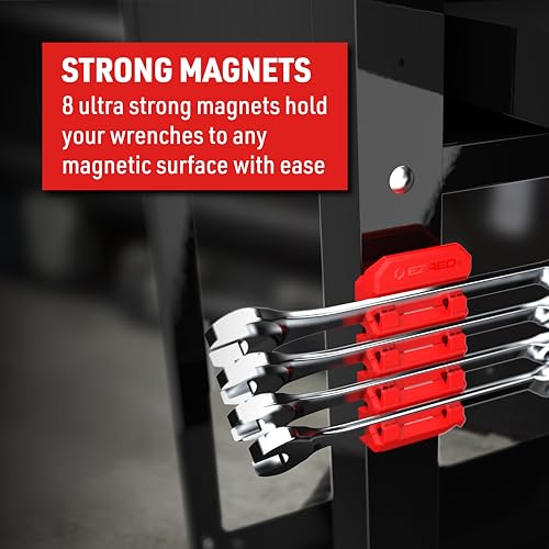 EZRED Magnetic Flexible 4 Slot Wrench Holder 8 Magnets Flexible TPEE Design
