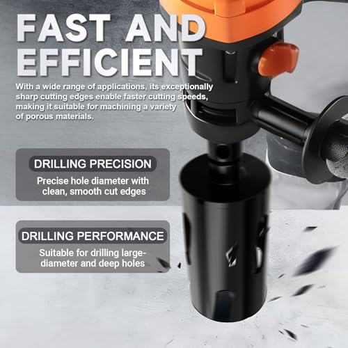 Diamond Core Drill Bit 4-1/2"(115mm) with Pilot Bit & Adapters (SDS Plus & Hex) – Upgraded Welded Segments, 8.6" Depth – for Concrete, Solid Brick, Hollow Brick, Masonry & More - size: (4-1/2"/115mm)