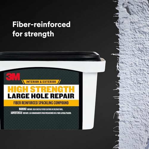 3M High Strength Large Hole Repair Kit, Includes Spackling Compound 12 oz, Spreader, Sanding Sponge, Hole Repair Plate & Tape, Easy Wall Repair Kit, No Shrinking, Cracking or Sagging (LHR-SIOCKIT)