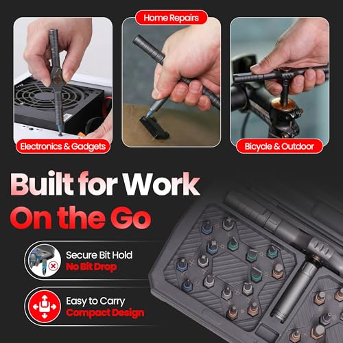 34 in 1 Magnetic Screwdriver Set, Magnetic Ratchet Screwdriver Set with Multi-Bit Ratcheting Handle & Bit Magnetizer, Compact Repair Tool Kit with Storage Case for Furniture, Computer, Bicycle and DIY - size: 34 in 1