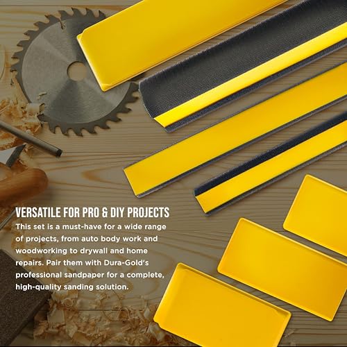 Dura-Gold 7-Piece Hand Sanding Block Set - 5" to 10-3/4" Long, Handheld