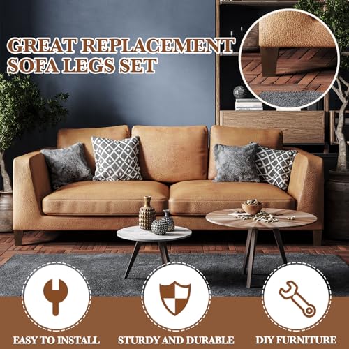 Hoteam 8 Pcs 5 Inch Square Wood Furniture Legs Couch Sofa Feet, Brown - size: 5 Inch