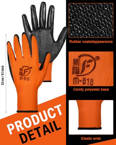 Potchen 72 Pairs Garden Work Gloves Bulk Pack for Men and Women - color: Orange