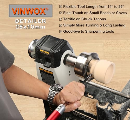 9 PCS Carbide Wood Lathe Turning Tool Set, Pen Turning tools, Including Swan Neck Hollower, Rougher, Finisher, Detailer, Aluminum Handles from 14" to 29", Fine Polished Stainless Steel Shank - size: 9pcs ALU Handle