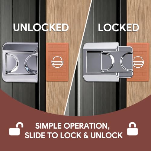 Home Security Door Lock, 2 Pack Door Reinforcement Lock, Child Proof Silver - color: Silver