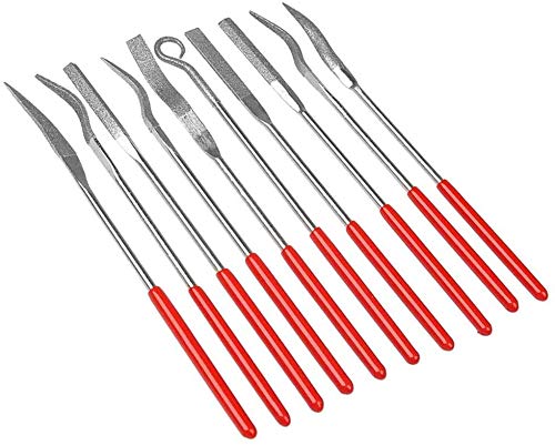 10Pcs Mini Diamond Needle File Set Jewelers Hand Files Tool Kit for Metal Ceramic Stone Jewelry Rough Carving Glass Filing, 140mm/5.1" Length - size: 3*140mm(A)