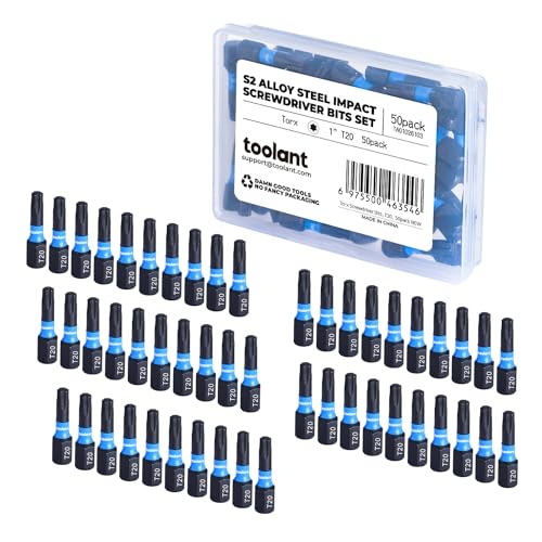 toolant 50PCS T20 1" Impact Torx Bits S2 Steel Security Torx - size: T20(1"*50pcs)