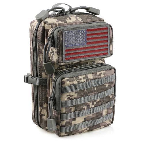 LIVANS Tactical Molle Utility Pouch, EDC Tool Pouch, Small Admin Pouch - color: CamoGray